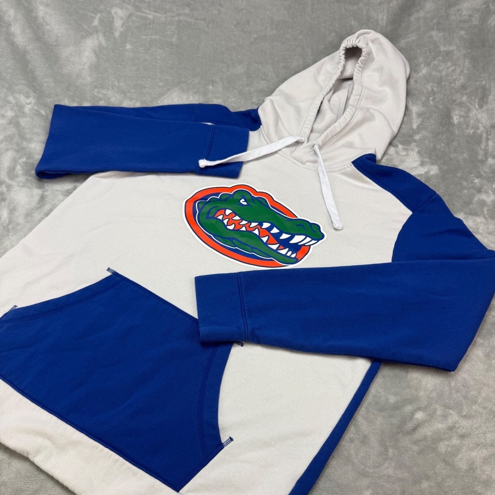 Fanatics Florida Gators Hoodie Pullover Mens Large White‎ Blue Gator Logo